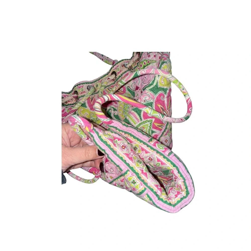 Vera Bradley Pinwheel Pink Quilted Cotton Drawstring Cinch Backpack